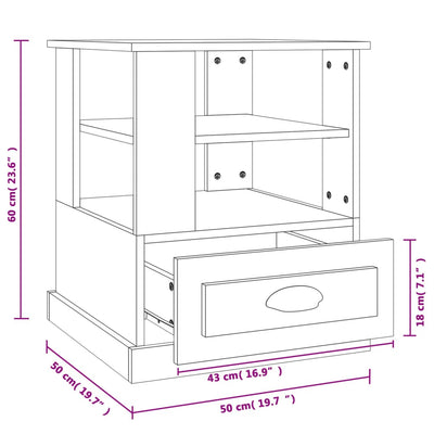 Side Table High Gloss White 50x50x60 cm Engineered Wood