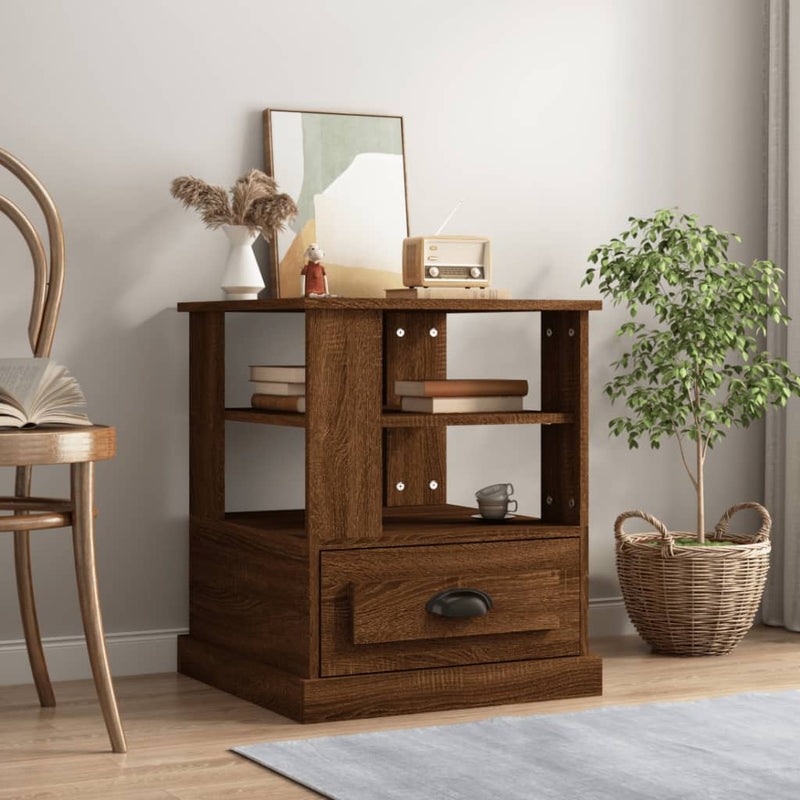 Side Table Brown Oak 50x50x60 cm Engineered Wood