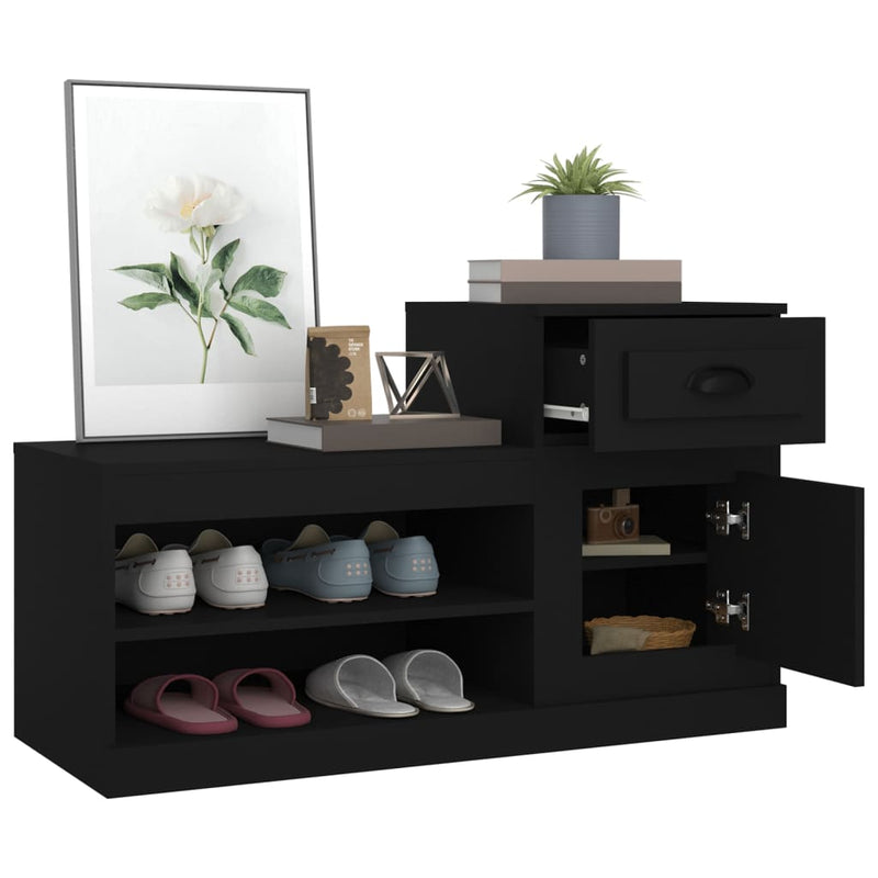 Shoe Cabinet Black 100x42x60 cm Engineered Wood