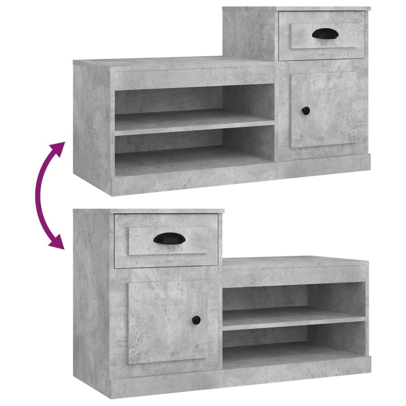 Shoe Cabinet Concrete Grey 100x42x60 cm Engineered Wood