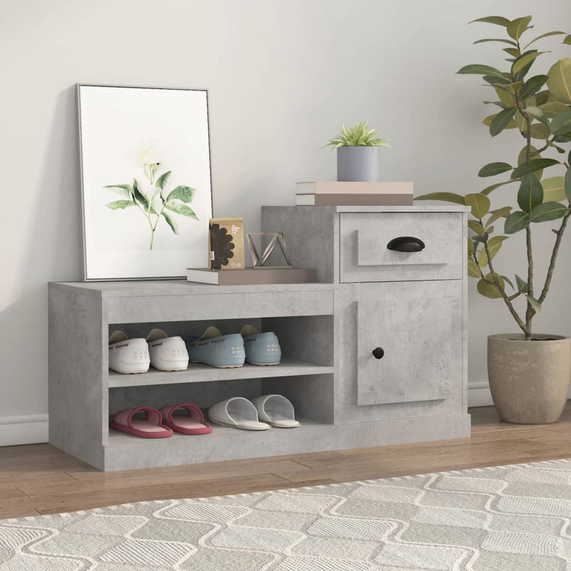 Shoe Cabinet Concrete Grey 100x42x60 cm Engineered Wood