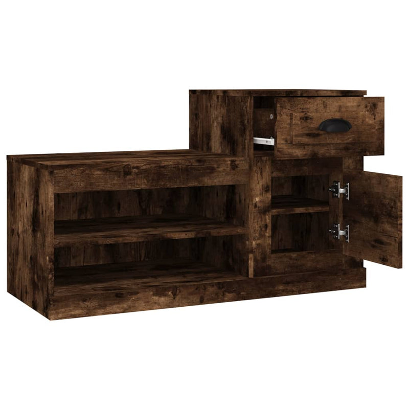 Shoe Cabinet Smoked Oak 100x42x60 cm Engineered Wood