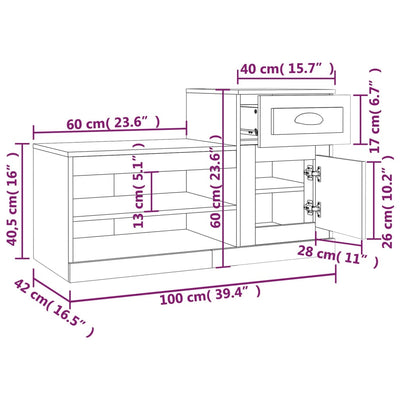 Shoe Cabinet Grey Sonoma 100x42x60 cm Engineered Wood