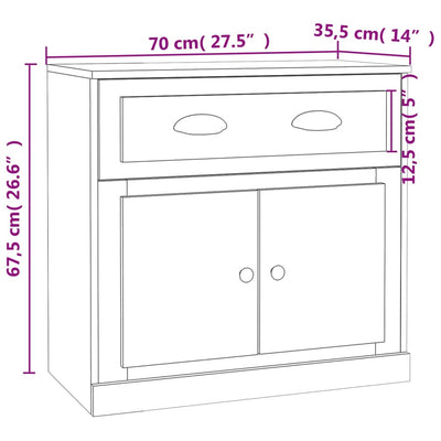 Sideboard White 70x35.5x67.5 cm Engineered Wood