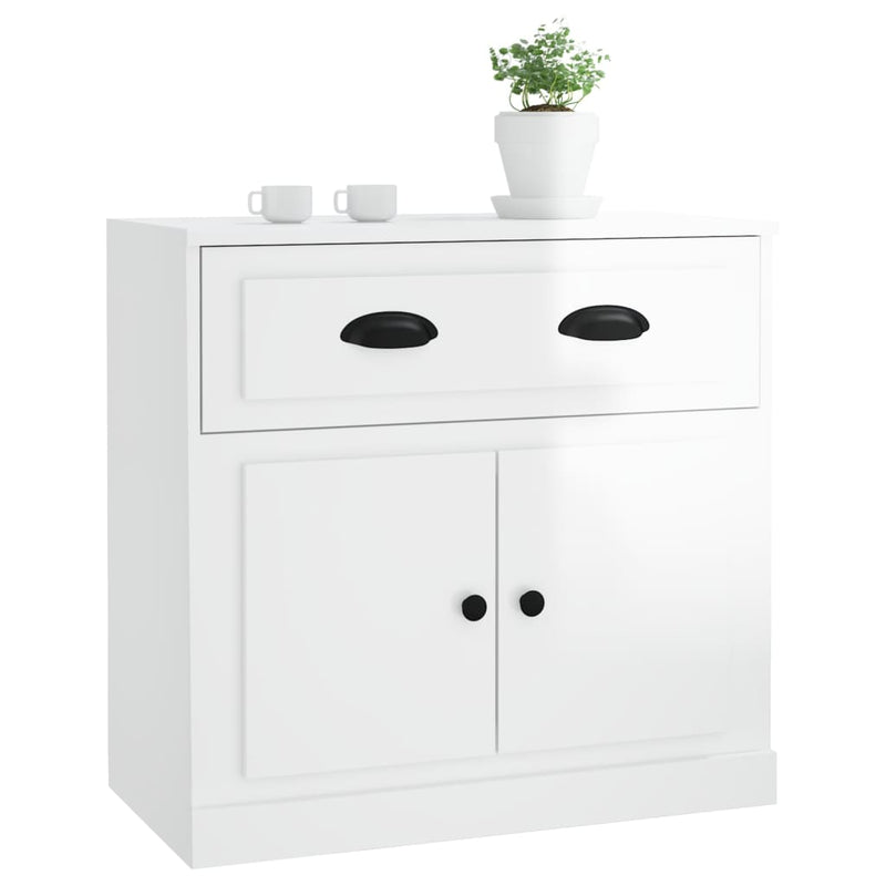 Sideboard High Gloss White 70x35.5x67.5 cm Engineered Wood