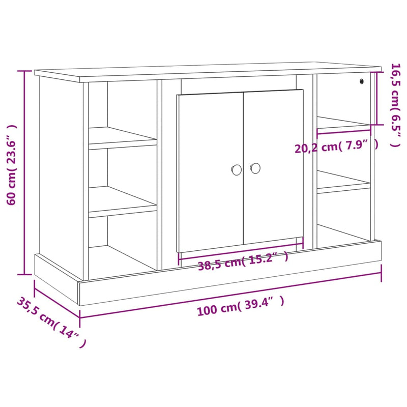 Sideboard White 100x35.5x60 cm Engineered Wood