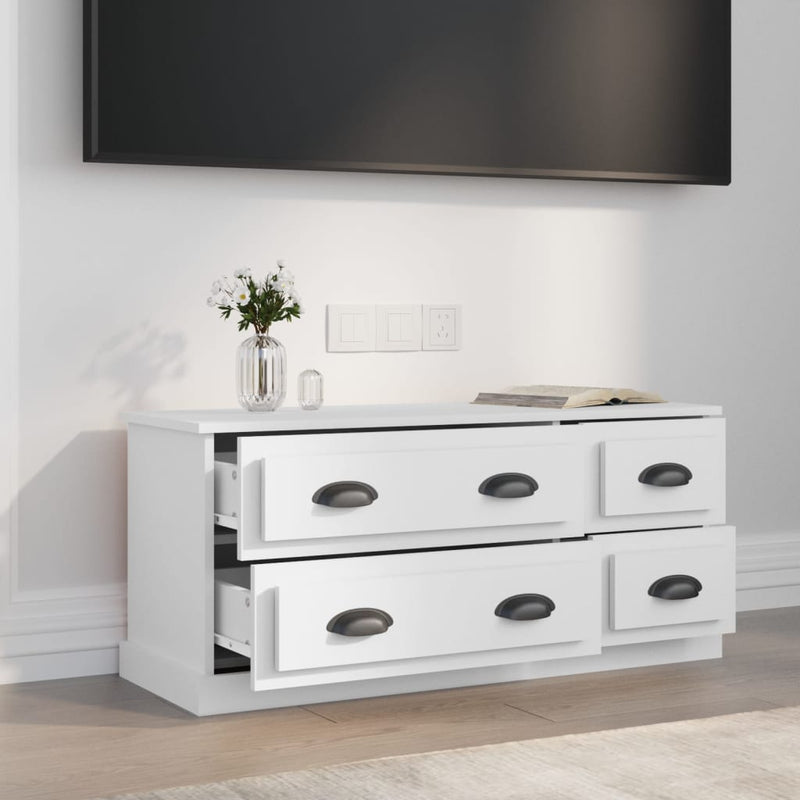 TV Cabinet White 100x35.5x45 cm Engineered Wood