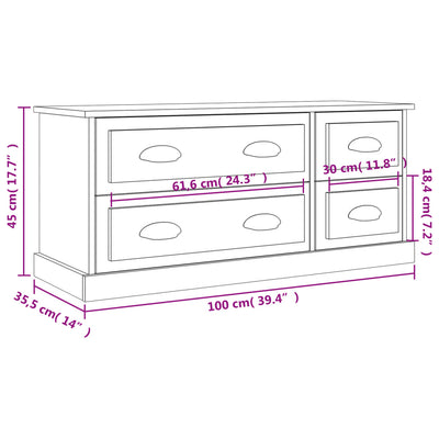 TV Cabinet Grey Sonoma 100x35.5x45 cm Engineered Wood