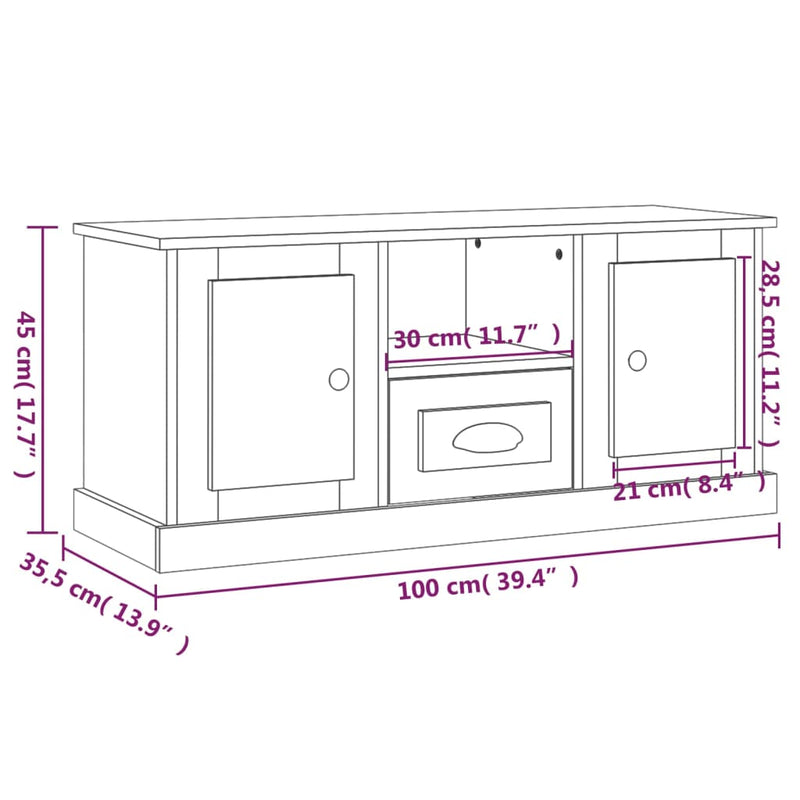 TV Cabinet Black 100x35.5x45 cm Engineered Wood