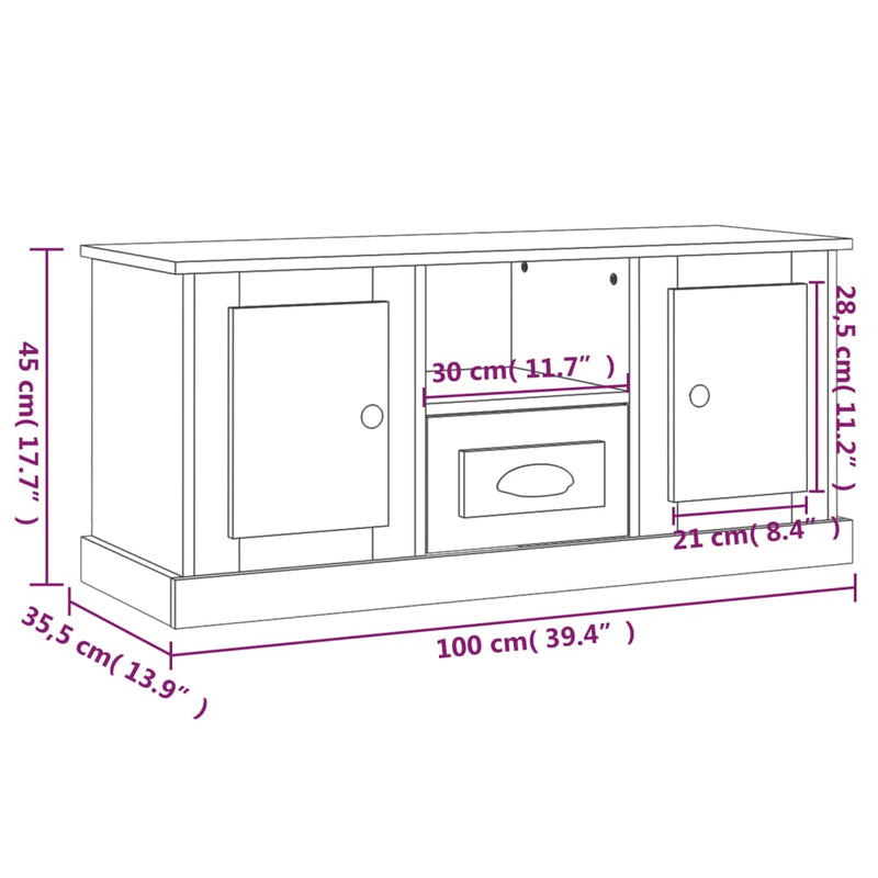 TV Cabinet Smoked Oak 100x35.5x45 cm Engineered Wood