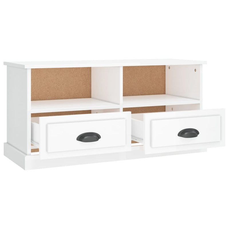 TV Cabinet High Gloss White 93x35.5x45 cm Engineered Wood