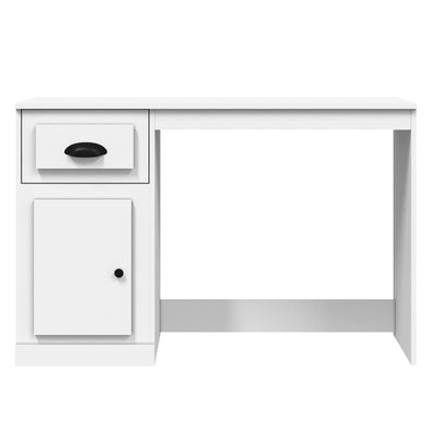 Desk with Drawer High Gloss White 115x50x75 cm Engineered Wood