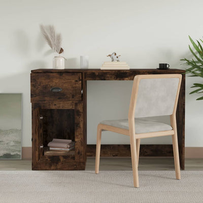 Desk with Drawer Smoked Oak 115x50x75 cm Engineered Wood