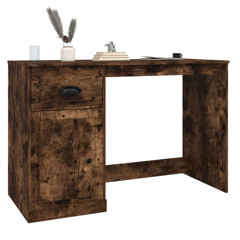 Desk with Drawer Smoked Oak 115x50x75 cm Engineered Wood