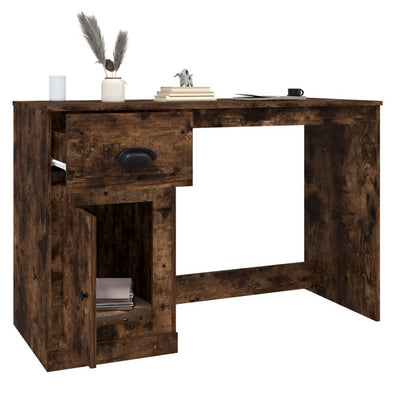 Desk with Drawer Smoked Oak 115x50x75 cm Engineered Wood