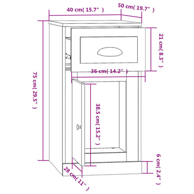 Side Cabinet with Drawer Black 40x50x75 cm Engineered Wood