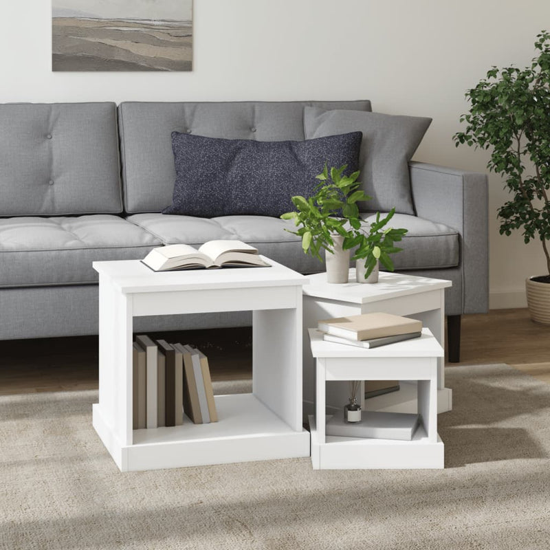 Coffee Tables 3 pcs White Engineered Wood