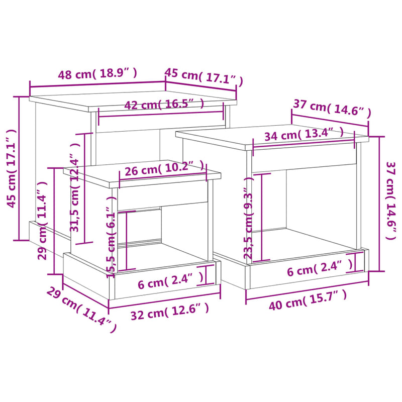 Coffee Tables 3 pcs Black Engineered Wood