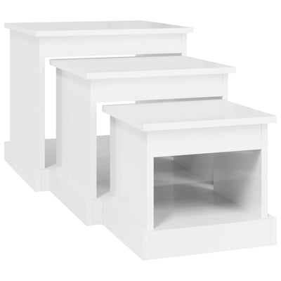 Coffee Tables 3 pcs High Gloss White Engineered Wood