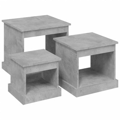 Coffee Tables 3 pcs Concrete Grey Engineered Wood