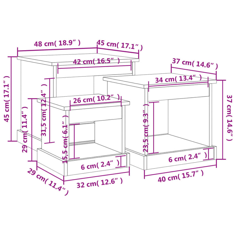 Coffee Tables 3 pcs Grey Sonoma Engineered Wood