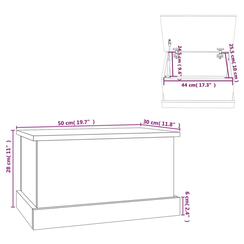 Storage Box High Gloss White 50x30x28 cm Engineered Wood