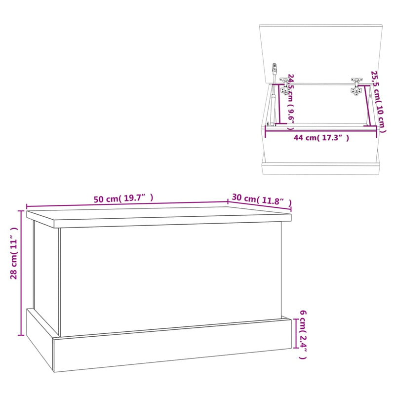 Storage Box Grey Sonoma 50x30x28 cm Engineered Wood