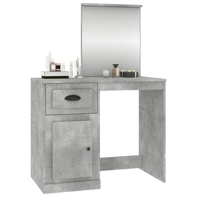 Dressing Table with Mirror Concrete Grey 90x50x132.5 cm Engineered Wood