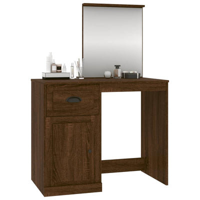 Dressing Table with Mirror Brown Oak 90x50x132.5 cm Engineered Wood