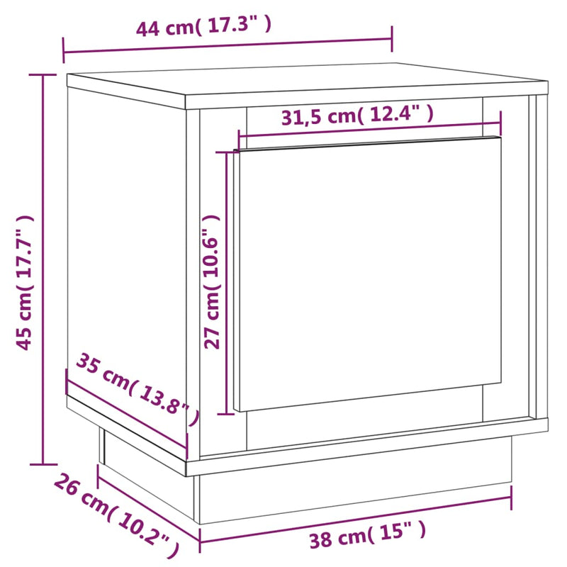 Bedside Cabinet White 44x35x45 cm Engineered Wood