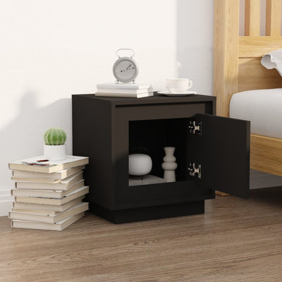 Bedside Cabinet Black 44x35x45 cm Engineered Wood