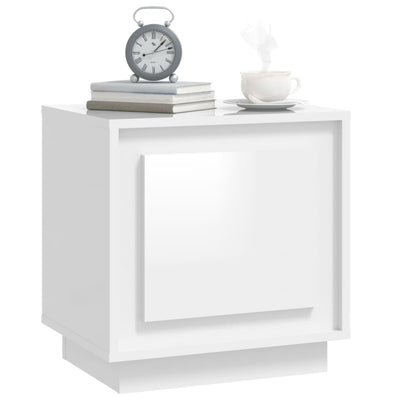 Bedside Cabinet High Gloss White 44x35x45 cm Engineered Wood