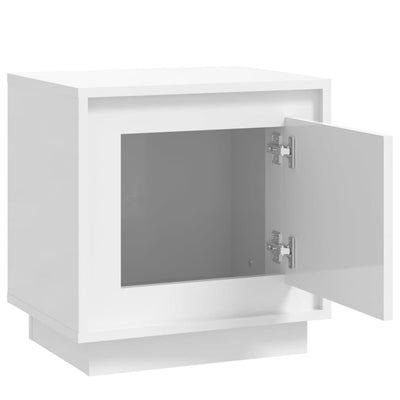 Bedside Cabinet High Gloss White 44x35x45 cm Engineered Wood