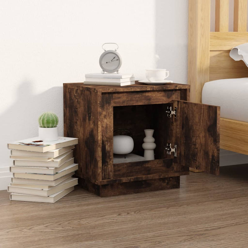 Bedside Cabinet Smoked Oak 44x35x45 cm Engineered Wood