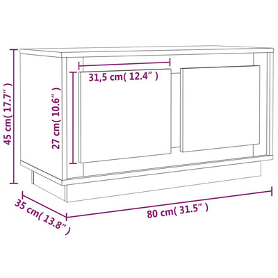 TV Cabinet White 80x35x45 cm Engineered Wood