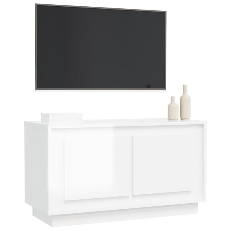 TV Cabinet High Gloss White 80x35x45 cm Engineered Wood