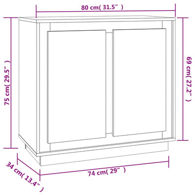 Sideboard Concrete Grey 80x34x75 cm Engineered Wood