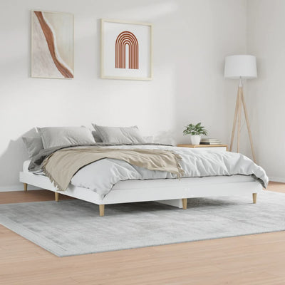 Bed Frame without Mattress White 183x203 cm King Engineered Wood