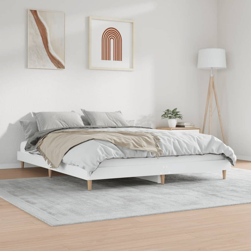 Bed Frame without Mattress White 150x200 cm Engineered Wood