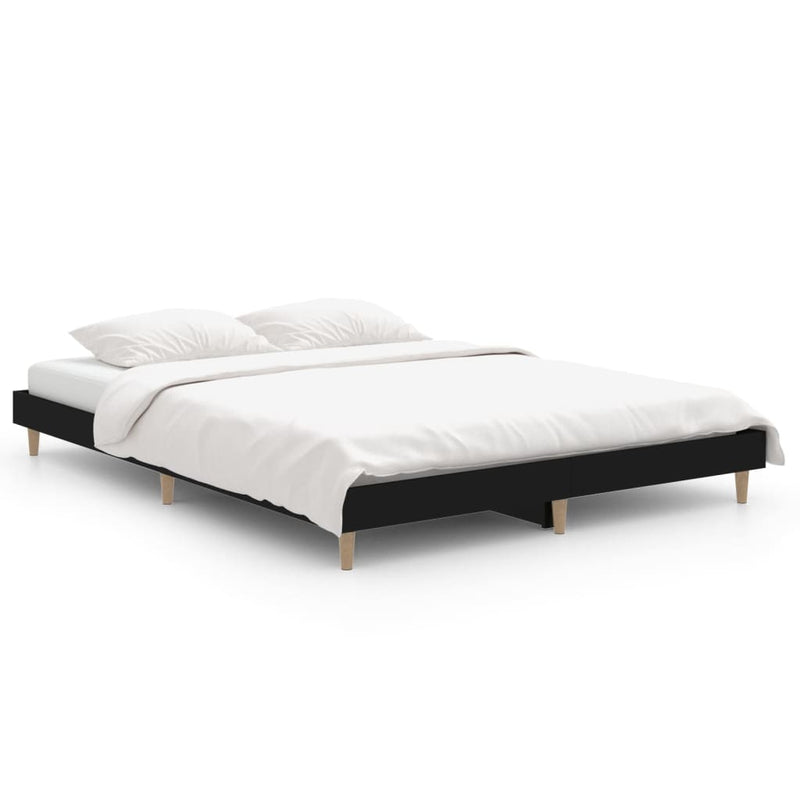 Bed Frame without Mattress Black 135x190 cm Engineered Wood