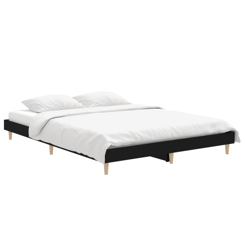 Bed Frame without Mattress Black 135x190 cm Engineered Wood