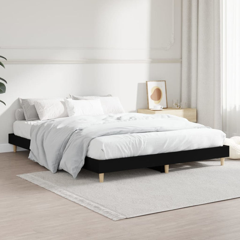 Bed Frame without Mattress Black 135x190 cm Engineered Wood