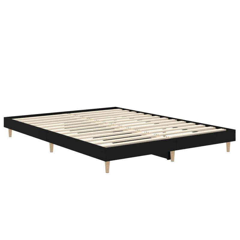 Bed Frame without Mattress Black 135x190 cm Engineered Wood