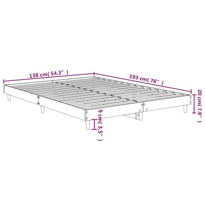 Bed Frame without Mattress Black 135x190 cm Engineered Wood