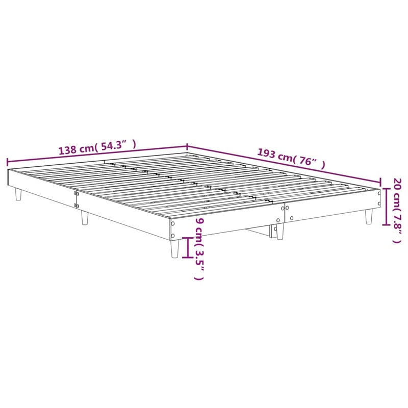 Bed Frame without Mattress Black 135x190 cm Engineered Wood