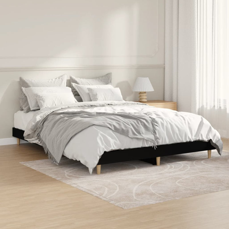 Bed Frame without Mattress Black 135x190 cm Engineered Wood