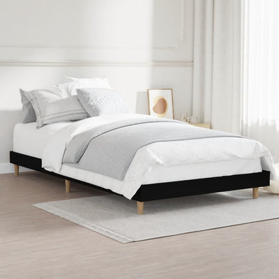 Bed Frame without Mattress Black 90x190 cm Engineered Wood