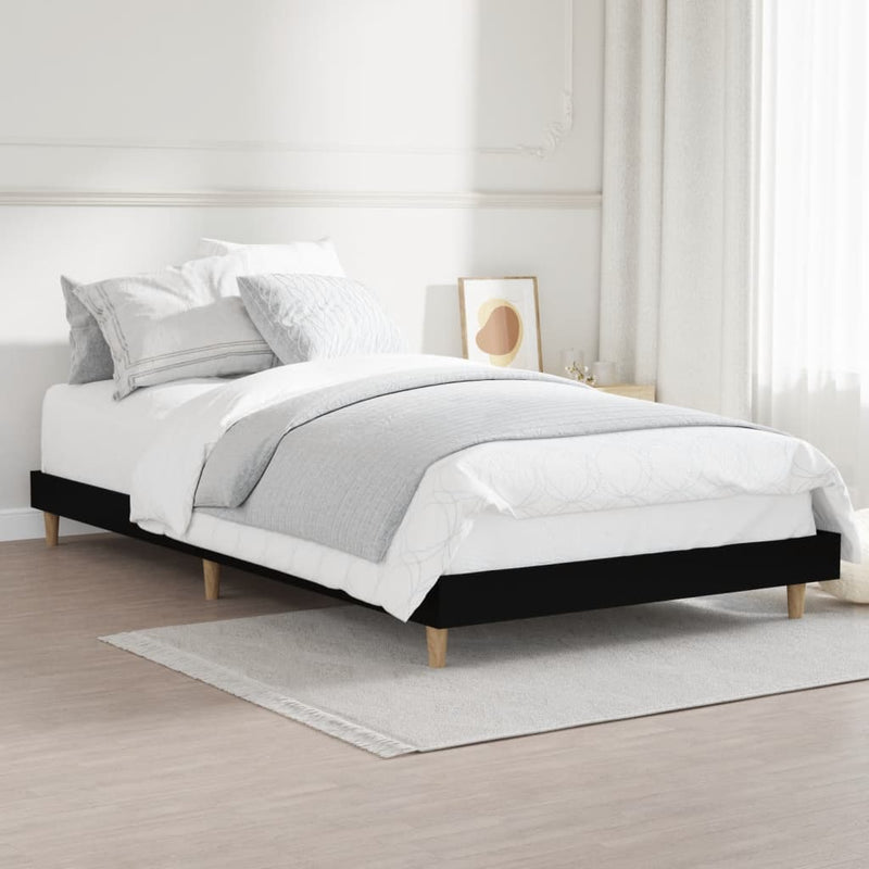 Bed Frame without Mattress Black 90x190 cm Engineered Wood