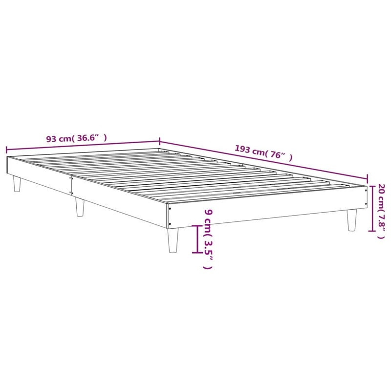 Bed Frame without Mattress Black 90x190 cm Engineered Wood