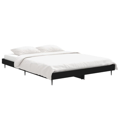 Bed Frame without Mattress Black 135x190 cm Engineered Wood